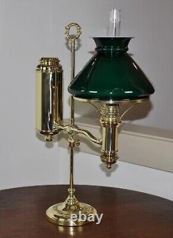 Victorian Edward Miller 7 Student Lamp Complete in Oil w Shade & Chimney