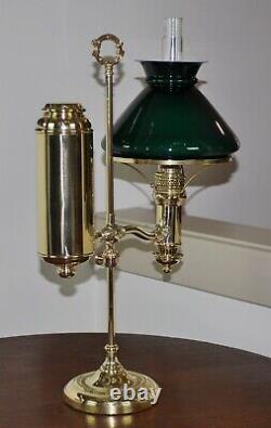Victorian Edward Miller 7 Student Lamp Complete in Oil w Shade & Chimney