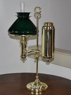 Victorian Edward Miller 7 Student Lamp Complete in Oil w Shade & Chimney