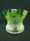 Victorian Emerald Green Beautifully Etched Glass Tulip Oil Lamp Shade 4 Fitter