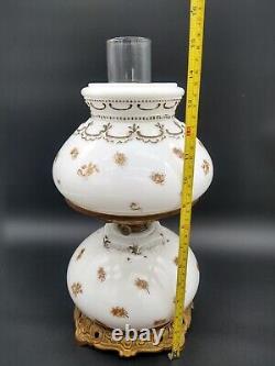 Victorian GWTW Oil Lamp Stenciled Flowers