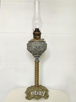 Victorian Gilt Spelter & Brass Banquet Oil Lamp, 19th c. Plume & Atwood 23