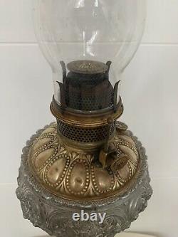 Victorian Gilt Spelter & Brass Banquet Oil Lamp, 19th c. Plume & Atwood 23