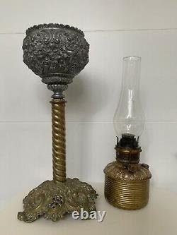 Victorian Gilt Spelter & Brass Banquet Oil Lamp, 19th c. Plume & Atwood 23