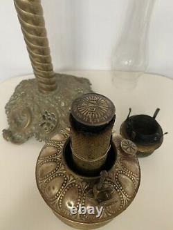 Victorian Gilt Spelter & Brass Banquet Oil Lamp, 19th c. Plume & Atwood 23