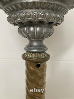 Victorian Gilt Spelter & Brass Banquet Oil Lamp, 19th c. Plume & Atwood 23