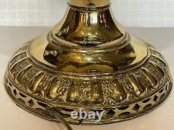 Victorian Green Ribbed Shade Kerosene Oil Lamp Banquet Polished Brass GWTW Elect