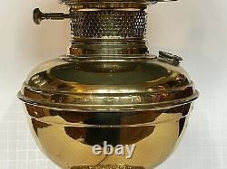 Victorian Green Ribbed Shade Kerosene Oil Lamp Banquet Polished Brass GWTW Elect