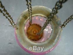 Victorian Hanging Hall Entry Oil Lamp Cranberry
