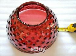 Victorian Hanging Oil Lamp Electrified 14 Cranberry Hobnail Glass Shade Gwtw