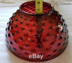 Victorian Hanging Oil Lamp Electrified 14 Cranberry Hobnail Glass Shade Gwtw