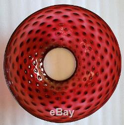 Victorian Hanging Oil Lamp Electrified 14 Cranberry Hobnail Glass Shade Gwtw