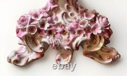Victorian Junior Banquet Lamp Oil or Kerosene Applied Pink Flowers Gilt Antique