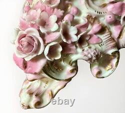 Victorian Junior Banquet Lamp Oil or Kerosene Applied Pink Flowers Gilt Antique
