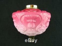 Victorian Large Moulded Pink Glass Oil Lamp Font, Art Nouveau Thistle Design