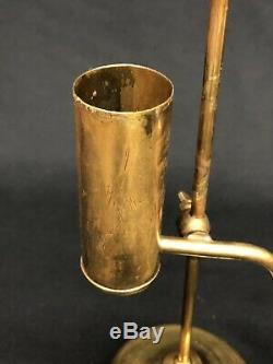 Victorian Miniature Brass Student Kerosene Oil Lamp with Correct Shade NR EXC