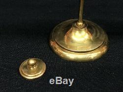 Victorian Miniature Brass Student Kerosene Oil Lamp with Correct Shade NR EXC