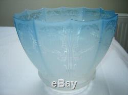 Victorian Oil Lamp Shades Matching Blue Pair Perfect Condition