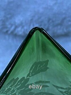 Victorian Original Green Glass Etched Duplex Oil Lamp Shade