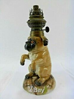 Victorian Porcelain Dog Nursery Miniature Oil Lamp