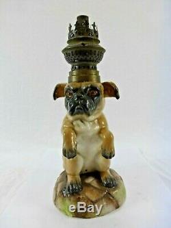 Victorian Porcelain Dog Nursery Miniature Oil Lamp