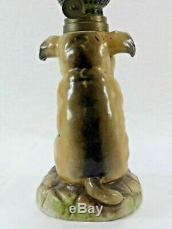 Victorian Porcelain Dog Nursery Miniature Oil Lamp