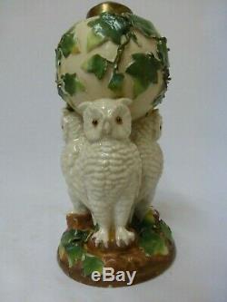 Victorian Porcelain Owls Nursery Miniature Oil Lamp