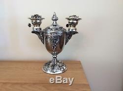 Victorian Silver Plated Double Burner Oil Lamp