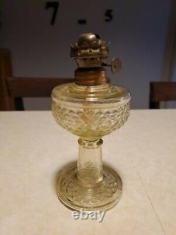 Vintage 1890s Miniature P&A Acorn Cosmos Yellow Glass Uranium Vaseline Oil Lamp