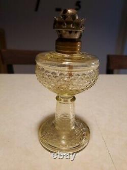 Vintage 1890s Miniature P&A Acorn Cosmos Yellow Glass Uranium Vaseline Oil Lamp