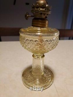 Vintage 1890s Miniature P&A Acorn Cosmos Yellow Glass Uranium Vaseline Oil Lamp