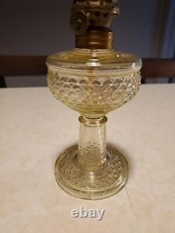 Vintage 1890s Miniature P&A Acorn Cosmos Yellow Glass Uranium Vaseline Oil Lamp