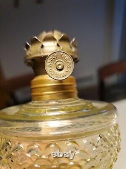 Vintage 1890s Miniature P&A Acorn Cosmos Yellow Glass Uranium Vaseline Oil Lamp
