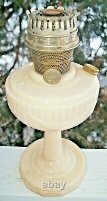 Vintage 1940 49 Aladdin Tall Lincoln Drape White Alacite Glass Oil Lamp