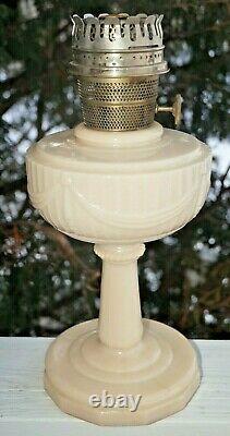 Vintage 1940 49 Aladdin Tall Lincoln Drape White Alacite Glass Oil Lamp