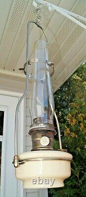 Vintage 1940s Aladdin #12 Alacite Hanging Oil Kerosene Lamp Chimney & Frame
