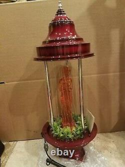 Vintage 1960's Fox Red Oil Rain Lamp with Rose Greek Goddess 32 Table Model