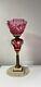 Vintage ANTIQUE BOSTON SANDWICH GLASS Oil KEROSENE Cranberry Red LAMP