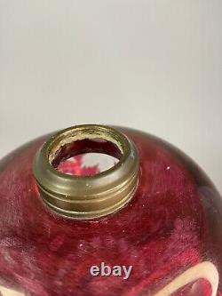 Vintage ANTIQUE BOSTON SANDWICH GLASS Oil KEROSENE Cranberry Red LAMP