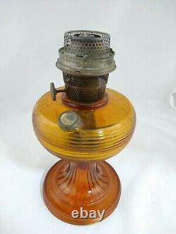 Vintage Aladdin Beehive Pattern Nu-type Model B Amber Glass Oil Lamp