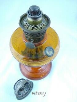 Vintage Aladdin Beehive Pattern Nu-type Model B Amber Glass Oil Lamp