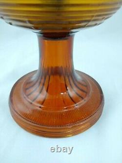 Vintage Aladdin Beehive Pattern Nu-type Model B Amber Glass Oil Lamp