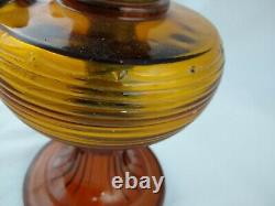 Vintage Aladdin Beehive Pattern Nu-type Model B Amber Glass Oil Lamp