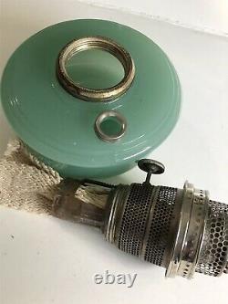 Vintage Aladdin Oil Lamp Moonstone Green Glass Base USA