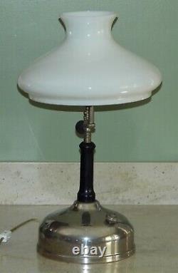 Vintage Antique AKRON DIAMOND Gas Pressure Oil Lamp Milk Glass Shade Electrified