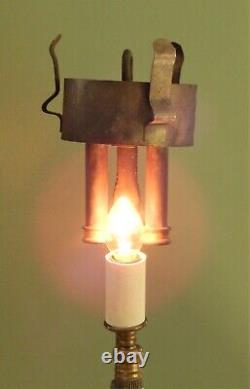 Vintage Antique AKRON DIAMOND Gas Pressure Oil Lamp Milk Glass Shade Electrified