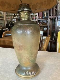 Vintage Antique Aladdin Venetian Art Glass Vase Oil Kerosene Lamp With Shade
