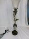 Vintage Antique Asian Electrified Oil Lamp Lchialli Marked-bronze With Stork