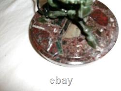 Vintage Antique Asian Electrified Oil Lamp Lchialli Marked-bronze With Stork