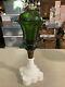 Vintage Antique Boston Sandwich Green Tulip Oil Lamp Milk Glass Base